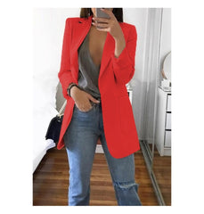 Fashion Korean Casual Women's Spring Autumn Long Female Business Suit Outwear Slim Coats Office Ladies Blazer Work Jacket