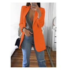 Fashion Korean Casual Women's Spring Autumn Long Female Business Suit Outwear Slim Coats Office Ladies Blazer Work Jacket