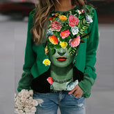 Lizakosht Printed Loose Casual Sweatshirts Women Autumn Long Sleeve Round Neck Hoodie Tops