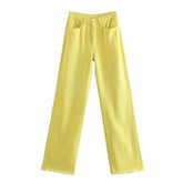 ZA 2021 women Slacks candy colors Jeans Mujer full length Wide leg denim pants pocket loose fashion Trousers High waist Pantalon