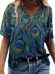 Print Harajuku Summer Casual Women Clothes Short Sleeve Loose Tshirts Street Hipster Tee Shirts V Neck Tops Femme T-shirt 2021