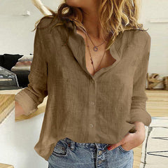 Lizakosht Spring Autumn Shirt Women Print Solid Button Blouses Full Sleeve Tops Casual Plus Size Tees Shirts Loose T-Shirt Office Top