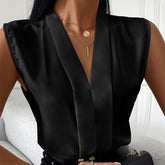 Summer Fashion Long Sleeve Women's Blouse Sexy Cross V-neck Thin Black Female Blouses Spring Casual Office Elegant Lady Top