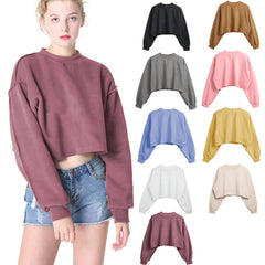 Thick Women Sweatshirt Hoodie Casual Loose Long Sleeve Oversized Streetwear Crop Sweatshirt For Girls Plus Size M30375