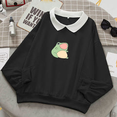 Frog Swearshirt Graphic Aesthetic Oversize Clothes Harajuku Cotton Pullover Feminino Hoodies with Pocket Kawaii Hoodie for Girls
