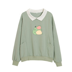 Frog Swearshirt Graphic Aesthetic Oversize Clothes Harajuku Cotton Pullover Feminino Hoodies with Pocket Kawaii Hoodie for Girls