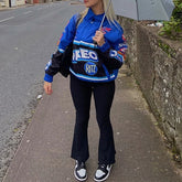 Women Autumn Coat Jacket Red Printed Casual Long Sleeve Oversized Jackets Sport Style Polyester Bomber Jacket Women Vintage 2021