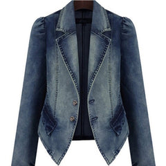 Femal Large Size Denim Jacket Fat mm Slimming Long Sleeve Suit Coat Autumn Winter Coat Women New Fashion 2021 Women