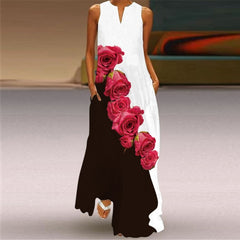 LIZAKOSHT - New White Dress Casual Vintage Sleeveless Long Dresses Summer Woman Butterfly Printed Girls Beach Maxi Dress Women