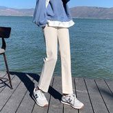 New Plus Size 5XL Mom Straight High Waist Jeans Women Classic Beige Black Korean Denim Pants Brand Pure Color Cowboy Trousers