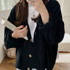 Colorfaith New 2021 Winter Spring Women's Sweaters V-Neck Buttons Cardigans Oversized Fashionable Korean Lady Knitwears SWC18190