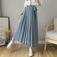 Spring Summer New Style Korean Women Pleated Chiffon Trousers Plus Size High Waist Pants Hakama Casual Wide Leg Pantalones