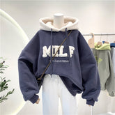 Letter Printing Embroidery Hoodies Female Winter Hooded Sweatshirts Large Size Fashionable Women's Clothing Preppy Style