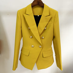 Green Blue Yellow Black White Blazer Women Office Formal Double Breasted Buttons Blazer Women Blazers High Quality
