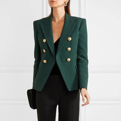 Green Blue Yellow Black White Blazer Women Office Formal Double Breasted Buttons Blazer Women Blazers High Quality