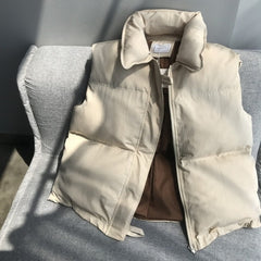 Sleeveless Vest Women Autumn Winter Keep Warm Puffer Jacket Stand Collar Harajuku Outwear Loose Fashion Padded Vest Korean Fall
