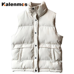 Sleeveless Vest Women Autumn Winter Keep Warm Puffer Jacket Stand Collar Harajuku Outwear Loose Fashion Padded Vest Korean Fall