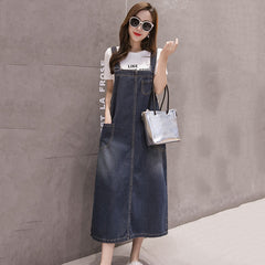 Spring Summer Jeans Dress Women Suspenders Denim Dresses Female Overalls 2021 Korean Casual Long Sundress Robe Femme