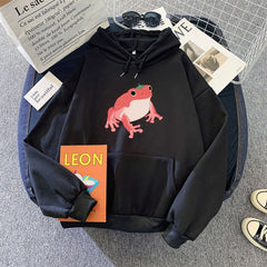 Frog Sweatshirt Oversized Clothes Harajuku Long Sleeve Hooded Kawaii Hoodie for Girls Women Hoodies Pocket Pink Sweatshirts