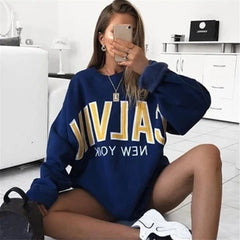 Harajuku Letters Printe Crew Neck Sweatshirt Oversize Women Autumn Winter Thick Loose Pullover Long Sleeve Warm Sweatshirts Top
