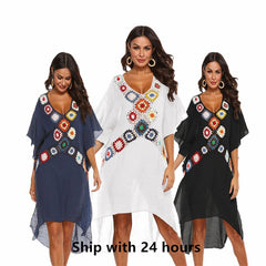 Women Beach Dress Cover-ups Swimsuit Cover Up Pareo Ups 2021 Cover-up White Dresses Bathing Suit for Woman Summer Ladies Tunic