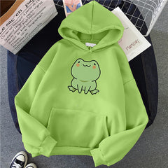 Frog Hoodie Vintage Harajuku Women's Winter Hoodies Kawaii Cute Casual Streetwear Aesthetic Oversize Top Woman Loose Sweatshirts
