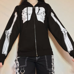 Y2K Gothic Sweatshirt Oversized Hoodie Women Autumn Zip Up Long Sleeve Coat Top Female 90S Vintage E-Harajuku Grunge Clothes