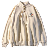 Vintage POLO Collar Letters Print Oversized Sweatshirt Women for Teen Girls Harajuku New Spring Korean Kawaii Clothes Pullovers