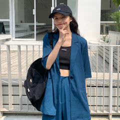 Thin Suit Jacket for Women Korean Style Loose Drooping 2021 New Summer Internet Celebrity Fried Street Temperament Small