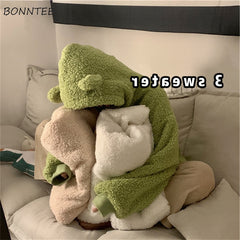 Lizakosht With Hat Hoodies Women Kawaii Ulzzang Zip-up Plus Velvet Winter Chic Fashion Preppy Girls Sweatshirt Popular Ladies Clothing Ins