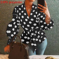 Celmia Fashion Women Tops and Blouse 2021 Vintage Lantern Sleeve Shirts Tunic Casual Loose V-Neck Elegant Blusas Feminina Belted