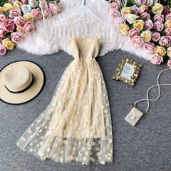 Slip Dress Long Mesh Floral Dress Women Vintage Elegant Sexy Beach Dresses Woman Party Night 2021 Korean Kawaii Ruffle Backless