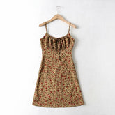 Lizakosht Strap Sleeveless Print Boho Summer Dress Long Women Green Floral Yellow Dresses Sundress Vintage French Style Dress