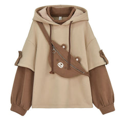 Lizakosht harajuku bear hooded sweatshirt women korean kawaii long sleeve oversized hoodies sweet warm winter pulovers