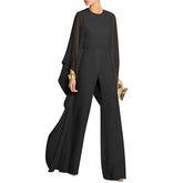 Wide Leg Loose Long Sleeve Chiffon Jumpsuit Women Summer Elegant Stitching High Waist Jumpsuit Boho Long