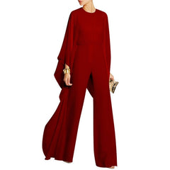 Wide Leg Loose Long Sleeve Chiffon Jumpsuit Women Summer Elegant Stitching High Waist Jumpsuit Boho Long