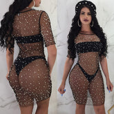 Summer Women Sexy Bikini Cover Up Dress Mesh Fishnet Swimsuit Swimwear Dress Bathing Beachwear