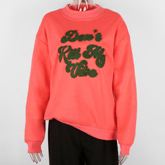 Leter Print Hoodies Women Oversized Long Sleeve Pullover Sweatshirt Harajuku Autumn and Winter Crewneck Pink Top Y2K Ladies 2021