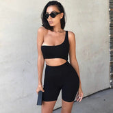 Fashion Sexy Women Hollow Out Jumpsuit Playsuit Club Streetwear Single Strap Solid Bodycon Playsuit Biker Shorts Women