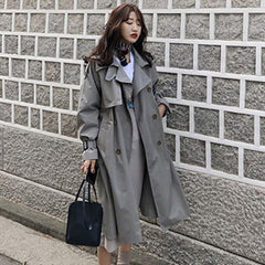 New 2021 Ladies Double Breasted Vintage Fall Winter cotton Trench long overcoats Plus size Ladies Apparel