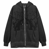 Lizakosht Spring Autumn Sweatshirt Gothic Women Long Sleeve Zip Up Hoodies Gothic Streetwear Harajuku Y2K Aesthetic Hip Hop Coat Tops 2021