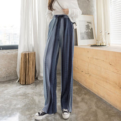 Large Size Female Bohemian Printed Irregular Split Fashion New Casual Retro Elastic Waist Was Thin Drape Wide-Leg Pants