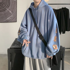 Lizakosht Casual Harajuku Kawaii Bear Hoodie Women Streetwear Fashion Korean Style Hip Hop Cute Cartoon Bear Print Sweatshirt Unisex