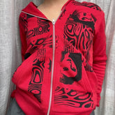 Y2K Aesthetic Female Sweatshirts Zip Up Long Sleeve Hoodie Coat Autumn Winter Vintage Harajuku Gothic Grunge Clothes Streetwear