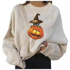 HAMSGEND Women's Clothing Solid Hoodies Halloween Fashion Women's Casual Long Sleeve Printed sweatshirt women 2021 Hoodies