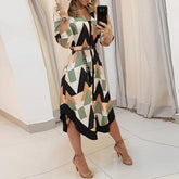 Women Retro Classic Check Print Tie-Up Dress Fashion Turn-Down Collar Midi Dress Casual Long Sleeve Button Party Dress With Belt