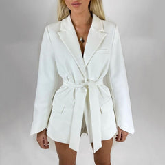 Lizakosht Blazer Women Spring Autumn Elegant Belt Long Sleeve Lace Up Office Ladies Slim Suit Coats Women Blazers