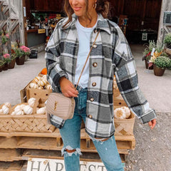 Lizakosht Autumn Plaid Jacket Women Overshirt Long Checkered Jacket Female Long Sleeve Winter Coat Shirt Jacket For Women