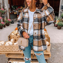 Lizakosht Autumn Plaid Jacket Women Overshirt Long Checkered Jacket Female Long Sleeve Winter Coat Shirt Jacket For Women