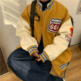 Vintage Baseball Jackets Women Round Neck Single-breasted Splice Loose Baseball Uniform Harajuku Casual Oversize Unisex Coats